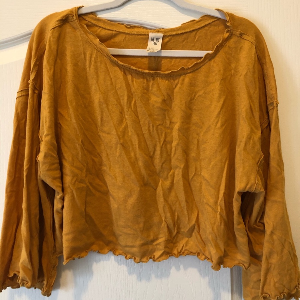 Free People Mustard Wide/Cropped Sleeve Shirt